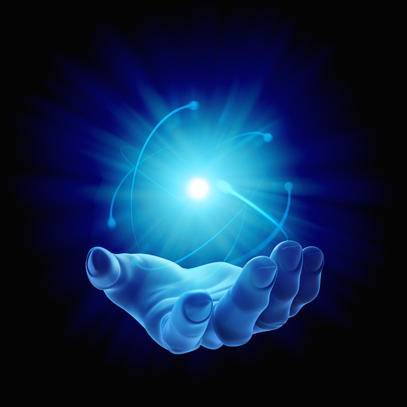 Mysterious power - open palm with a glowing light